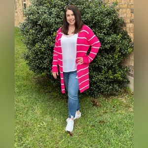 Pink Stripe Cardigan